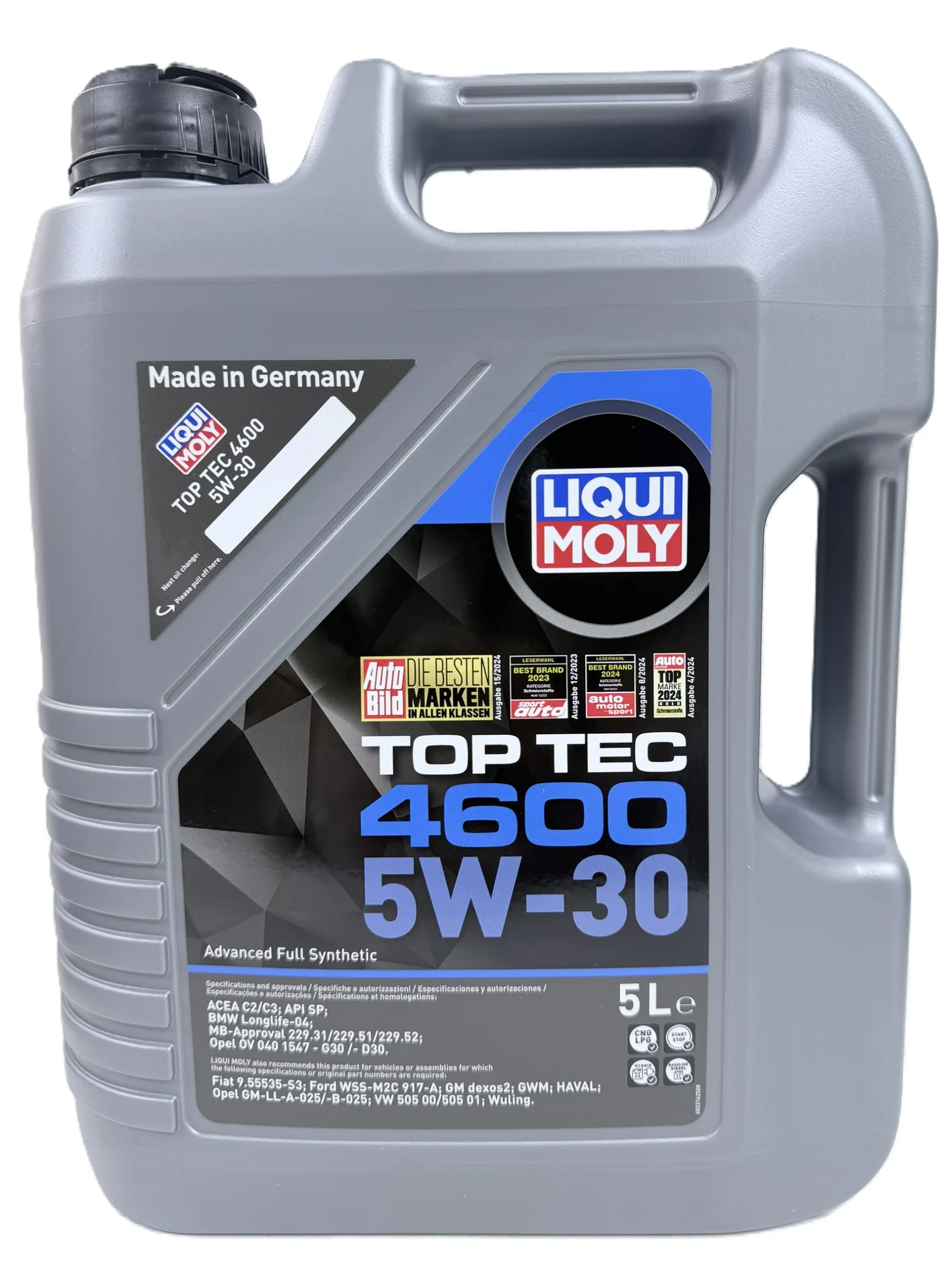 LIQUI MOLY Top Tec 4600 5W30 Synthetic Engine Oil (Premium Performance for Gasoline and Diesel Engines, 5L) w3l2e