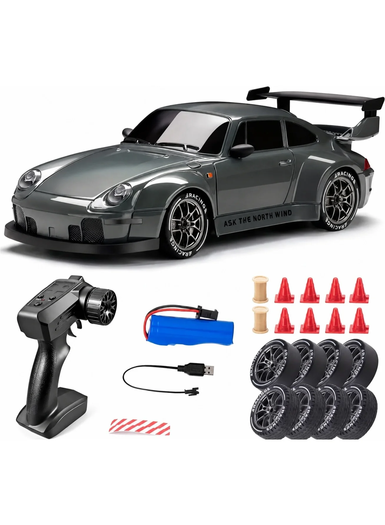 GOGA Drift RC Car 4WD High-Speed Remote Control Racing Vehicle with Flashing Lights and Dual Tires (1:24 Scale) 61bfi