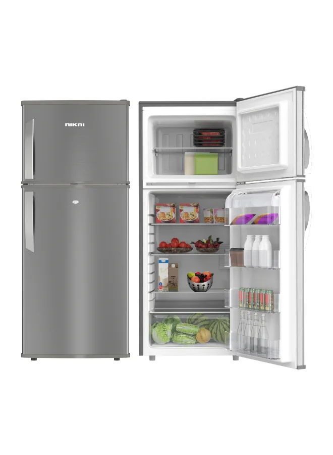 Nikai Double Door Top Mount Refrigerator, Energy Efficient Home Appliance with Child Lock (Grey, 320L) vyd2t