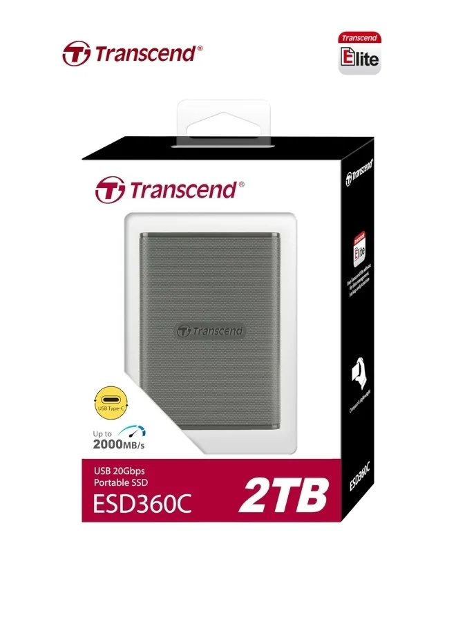 Transcend ESD360C Portable External SSD 2TB High-Speed USB 3.2 Gen 2x2 Solid State Drive for Laptop Desktop and Smartphone (2TB) cq3o5