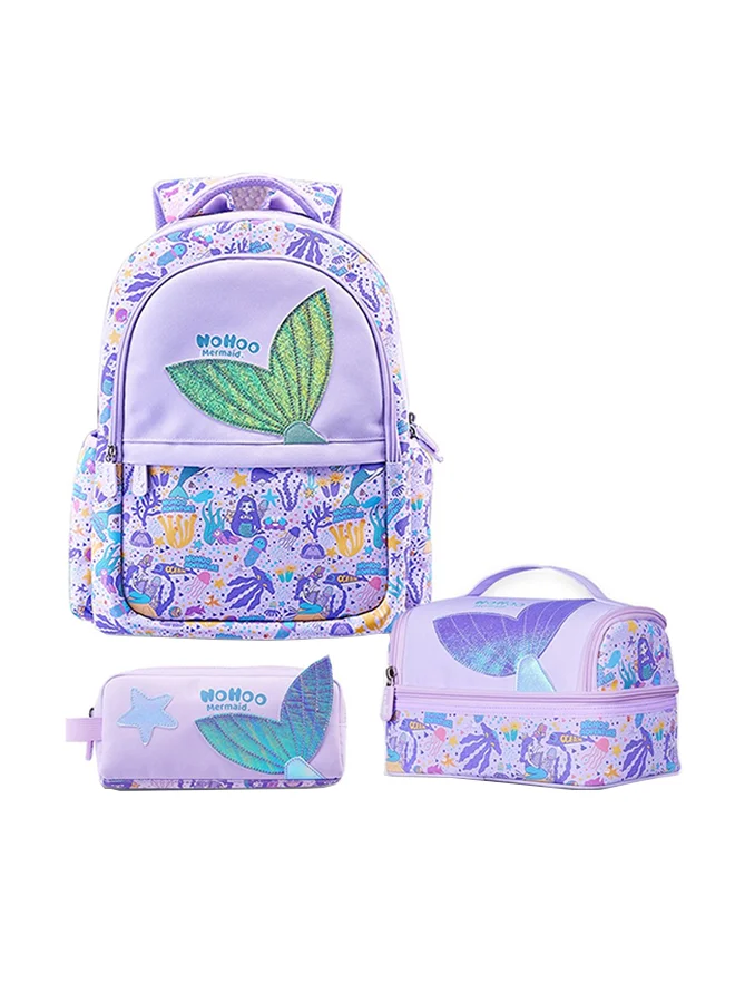 Nohoo Kids School Backpack Set 3-Piece Mermaid Design (Purple, 16 Inch) rzuey