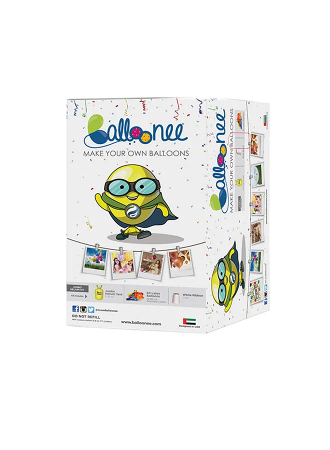 Balloonee Jumbo Disposable Helium Party Kit with 50 Balloons for Birthday Celebrations (50 Pieces) 5z8im