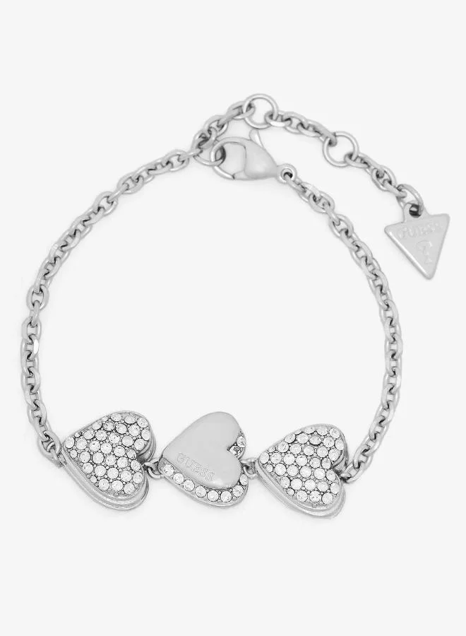 Premium Hearts Pave Chain Bracelet Elegant Jewelry Accessory for Women (Gold Tone, 18 cm) deyvm
