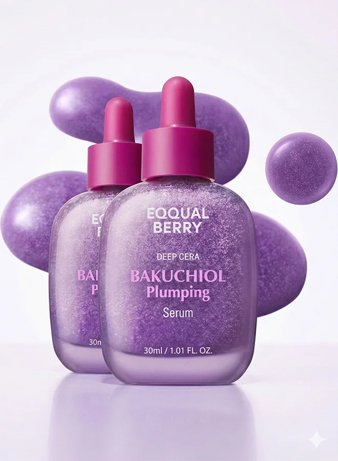 Eqqualberry Bakuchiol Plumping Face Serum Plant-Based Firming & Hydrating Formula (Pack of 2, 60 mL) q5j10