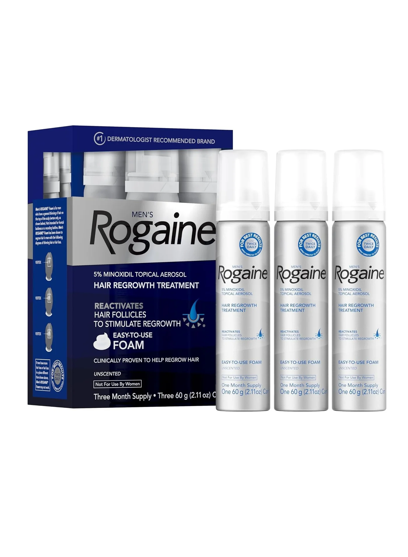 Premium Topical Hair Foam for Men 5% Density Support (3 x 60g) sbrle