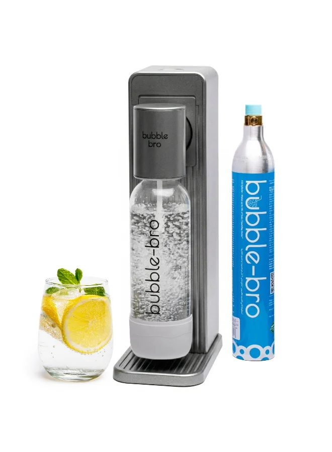 Bubble-bro Origin Sparkling Water Maker Starter Kit with 60L CO2 Cylinder (Metallic Grey) 2qnph