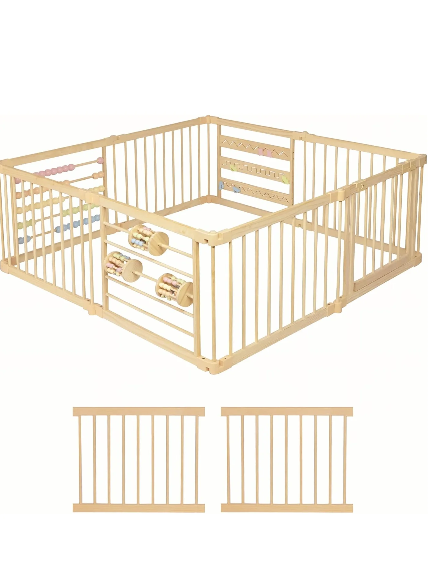 USTIDE Wooden Playpen for Toddlers and Babies, Extra Large Foldable Safety Gate (10 Panels) u0nzu