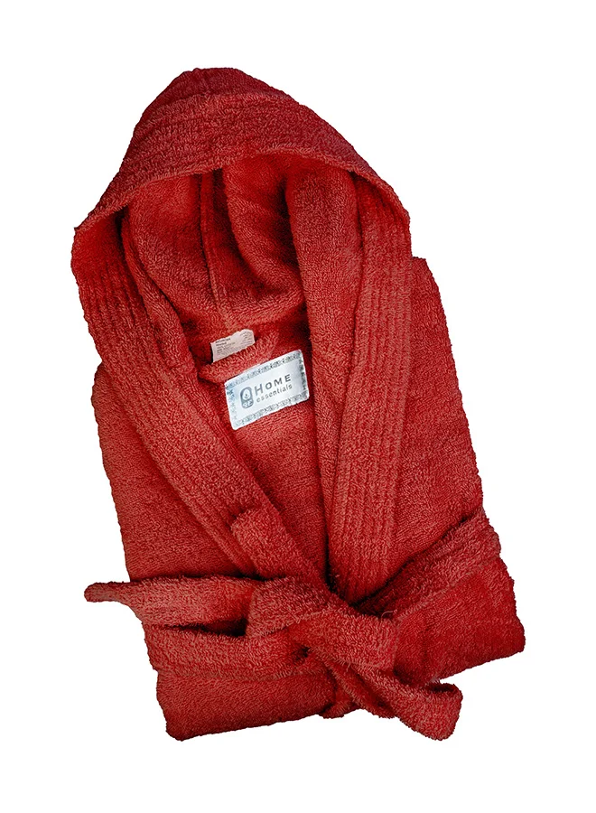 Home Essentials Unisex Bathrobe Cotton Premium Soft Highly Absorbent Robe for Men & Women (Red, Adult One Size) mfei6
