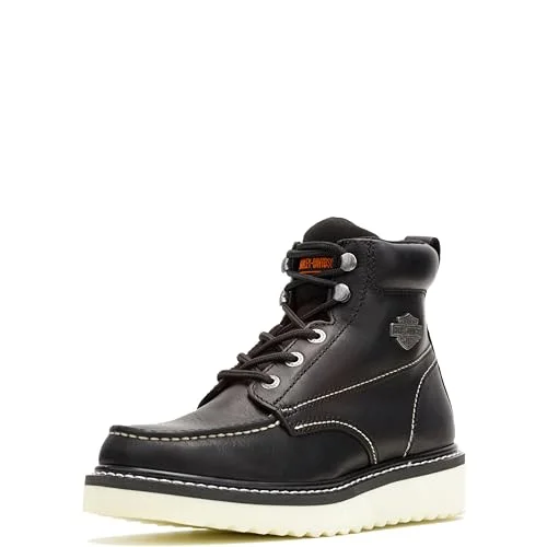 Premium Leather Motorcycle Casual Wedge Boots for Men (Black, Size 11) 3q547