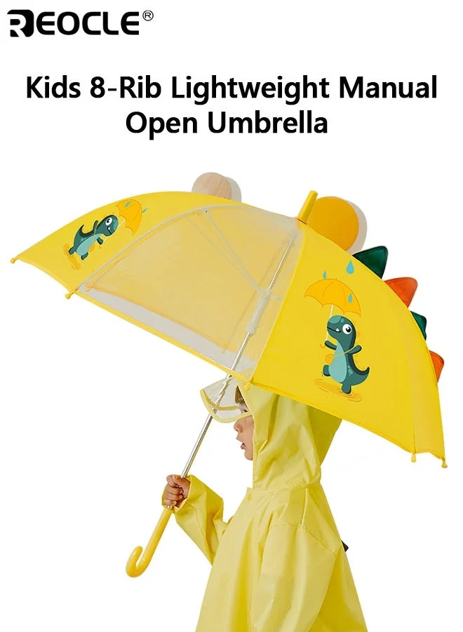 REOCLE Kids 8-Rib Lightweight Manual Open Umbrella Durable Windproof Construction for School and Outdoor Activities (Blue, 70 cm) jzanp