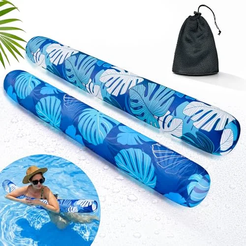 Brmoka Inflatable Swimming Pool Noodles Premium Soft Fabric Covered Jumbo Buoyancy Aid for Summer Water Parties (2 Pack, 150 cm) 1x2x0