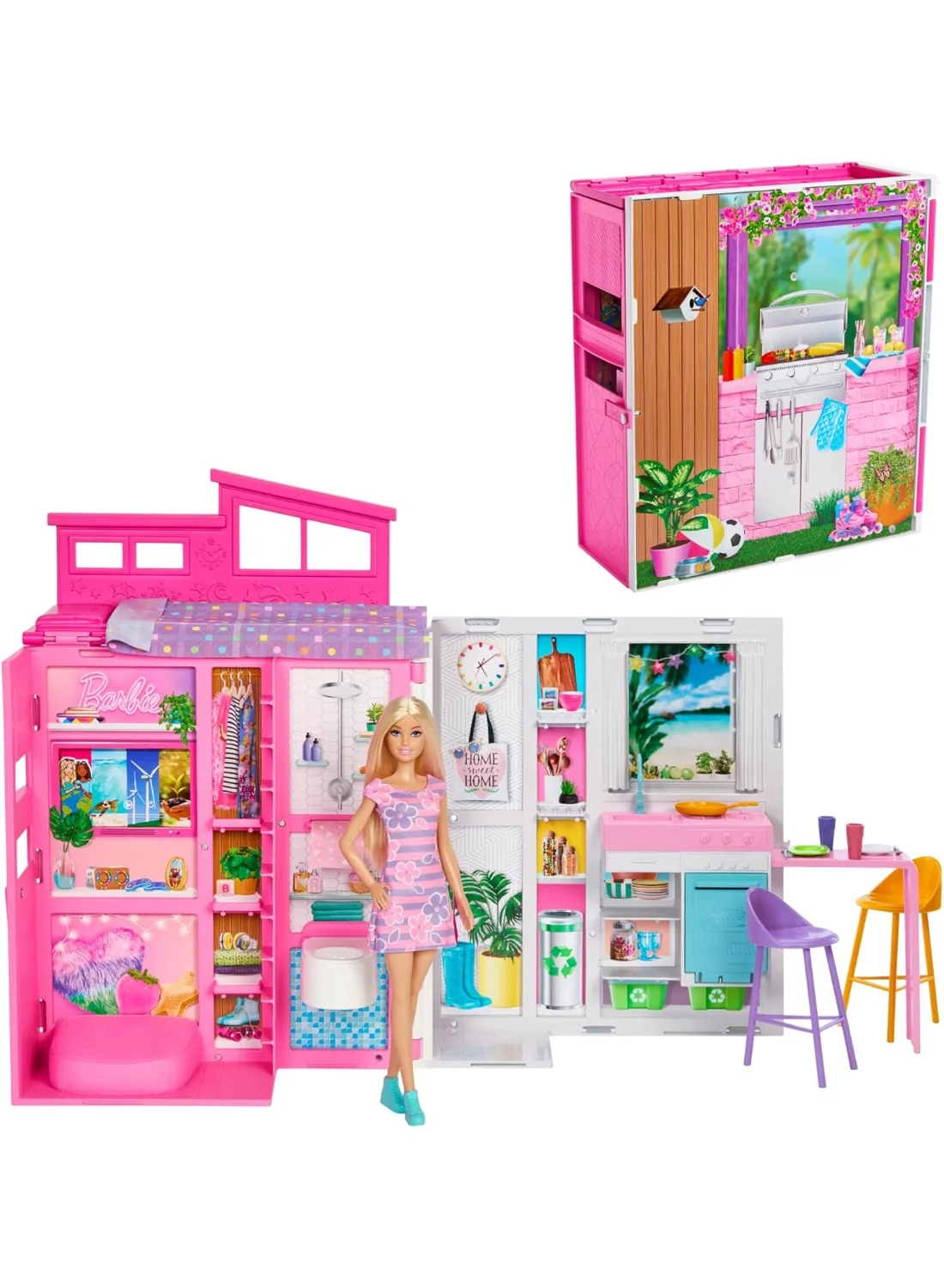 Fashion Doll Getaway House Playset with 4 Play Areas and 11 Decor Accessories for Kids nj6bi