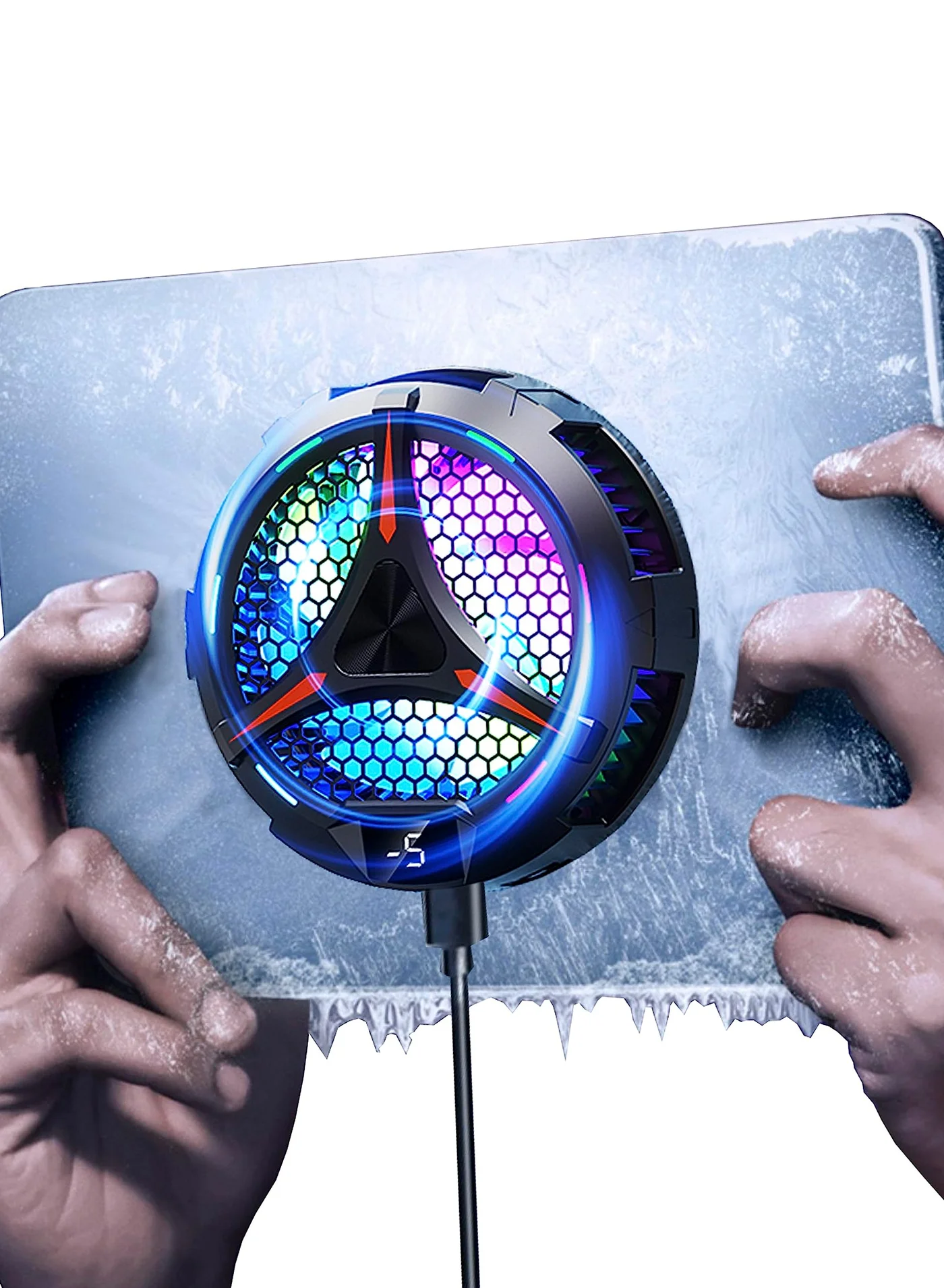 Universal Magnetic Tablet Cooler with Digital Temperature Display for Gaming and Streaming (Black, 1 Unit) i6l3n
