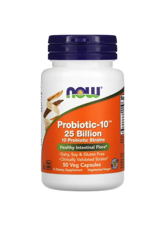 Probiotic-10 Supplement 25 Billion CFU Digestive Support Formula (50 Veg Capsules) 620wn