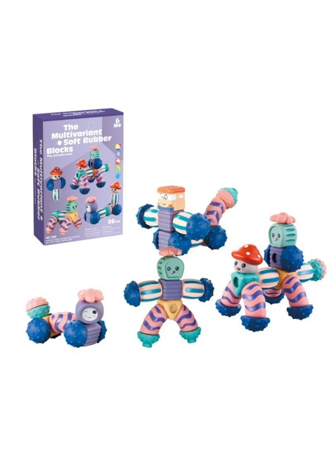 Premium Soft Rubber Building Blocks Set (Educational Sensory Toys for Infants and Toddlers, 20-Piece Set) 4jz20