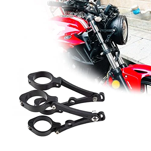HARPUOU Motorcycle Headlight Bracket (51mm-54mm) CNC Aluminum Fork Side Mount for Custom Headlamps Black gagmo