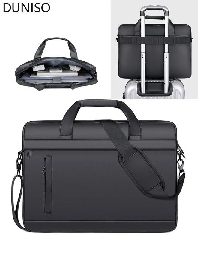 DUNISO Laptop Bag 15.6 Inch Water-Resistant Computer Briefcase Professional Business Messenger Shoulder Bag for Men and Women (Solid, 15.6 Inch) tmh1p