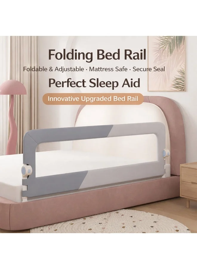 Bluejw Bed Rail for Toddlers, Adjustable Safety Guard for Kids, Foldable Bedside Protection for Twin, Full, Queen and King Beds (150 cm) odute