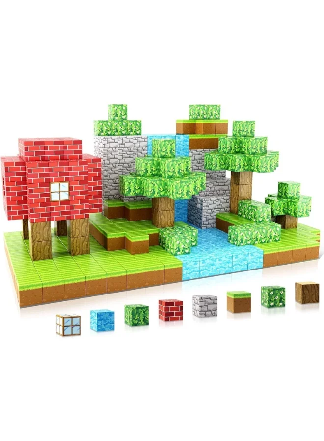 VTERLY Magnetic Building Blocks Set STEM Montessori Sensory Educational Toys (100 Pieces) w8eu9