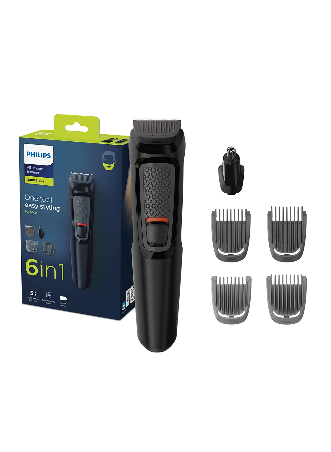 Professional 6-in-1 Beard and Face Trimmer Kit, Cordless Grooming Tool for Men (Black, 1 Piece) ly2fv
