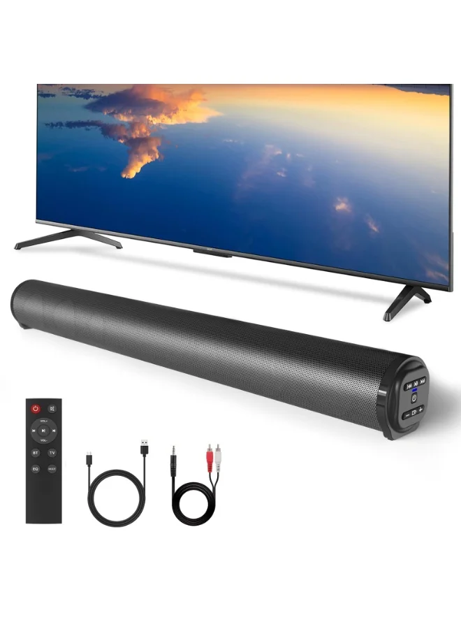 WALALLA Bluetooth 5.0 Sound Bar for Smart TV, 20W Compact Home Audio System with 4 Speakers and Remote Control (Black, 40 cm) mwp08