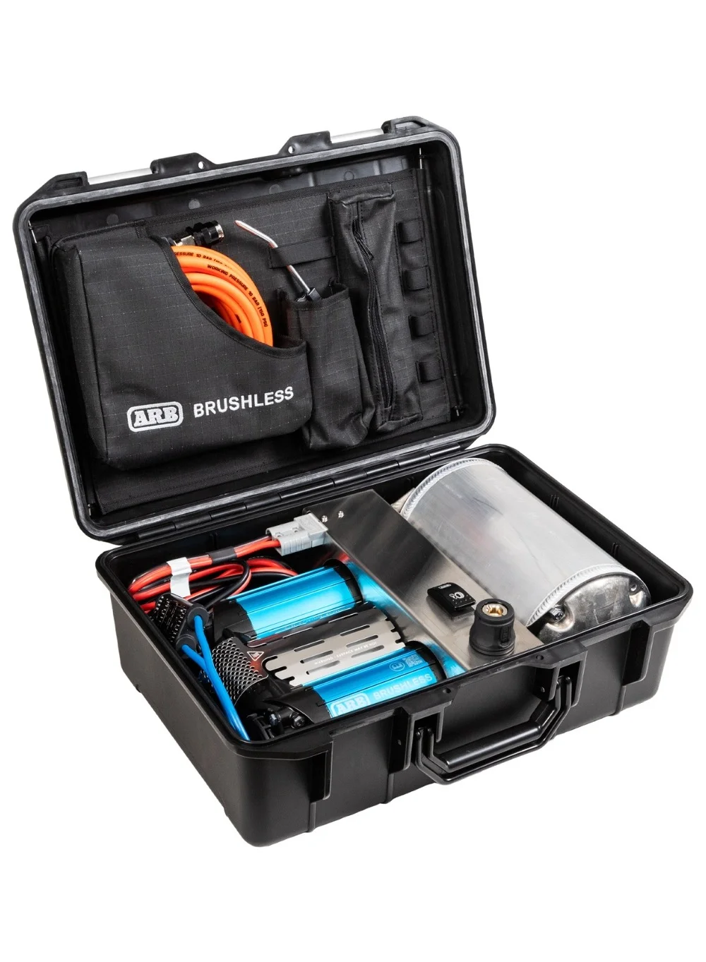 Portable 12V Twin Motor Air Compressor High Output Brushless Tire Inflator with 6m Hose and Repair Kit 30iie
