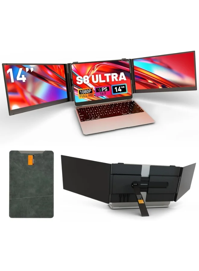 V2COM Ultra-Slim Triple Laptop Screen Extender 14-inch 1080P FHD Portable Dual Monitors (4.5mm Thin, 0.6kg) wej8e