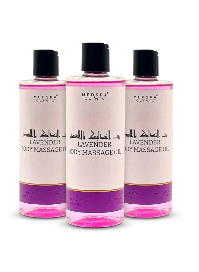 MEDSPACLINIC Lavender Massage Oil Premium Aromatherapy Body Oil for Deep Relaxation (Unisex, 3 x 500 mL) bfor8