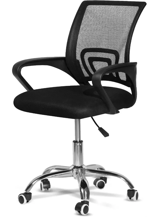 SKY-TOUCH Ergonomic Office Desk Chair with Lumbar Support and Adjustable Height (Black, 1 Piece) 8g5a6