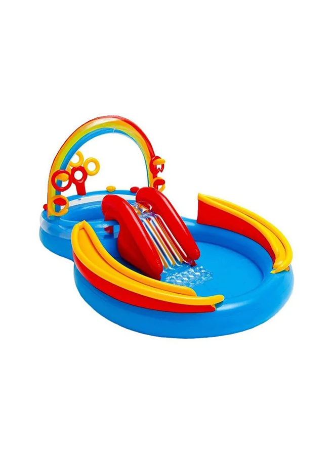 Inflatable Rainbow Play Center Swimming Pool for Kids (Multicolor, 40.6x40.6x14cm) bigze