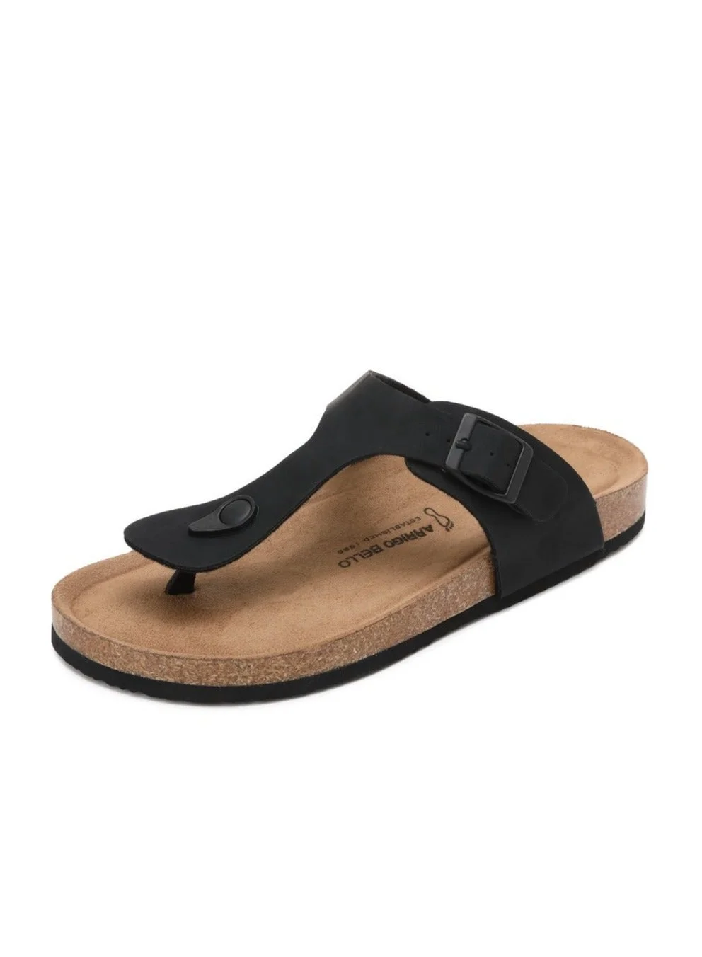 ARRIGO BELLO Unisex Leather Thong Flip Flops Cork Footbed Sandals with Memory Foam Arch Support (Brown, 42 EU) wik6f