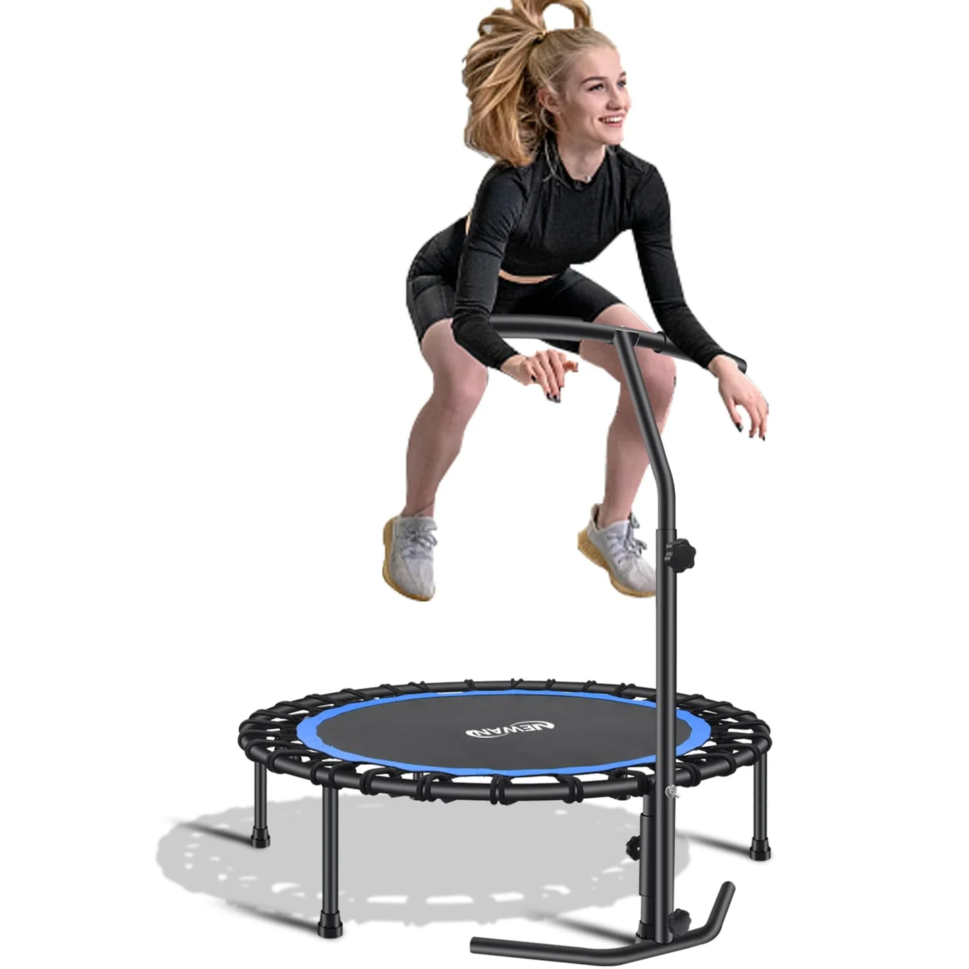 Premium Silent Fitness Mini Trampoline (40-inch) Indoor Cardio Rebounder with Bungee Rope System for Adults 03t1e