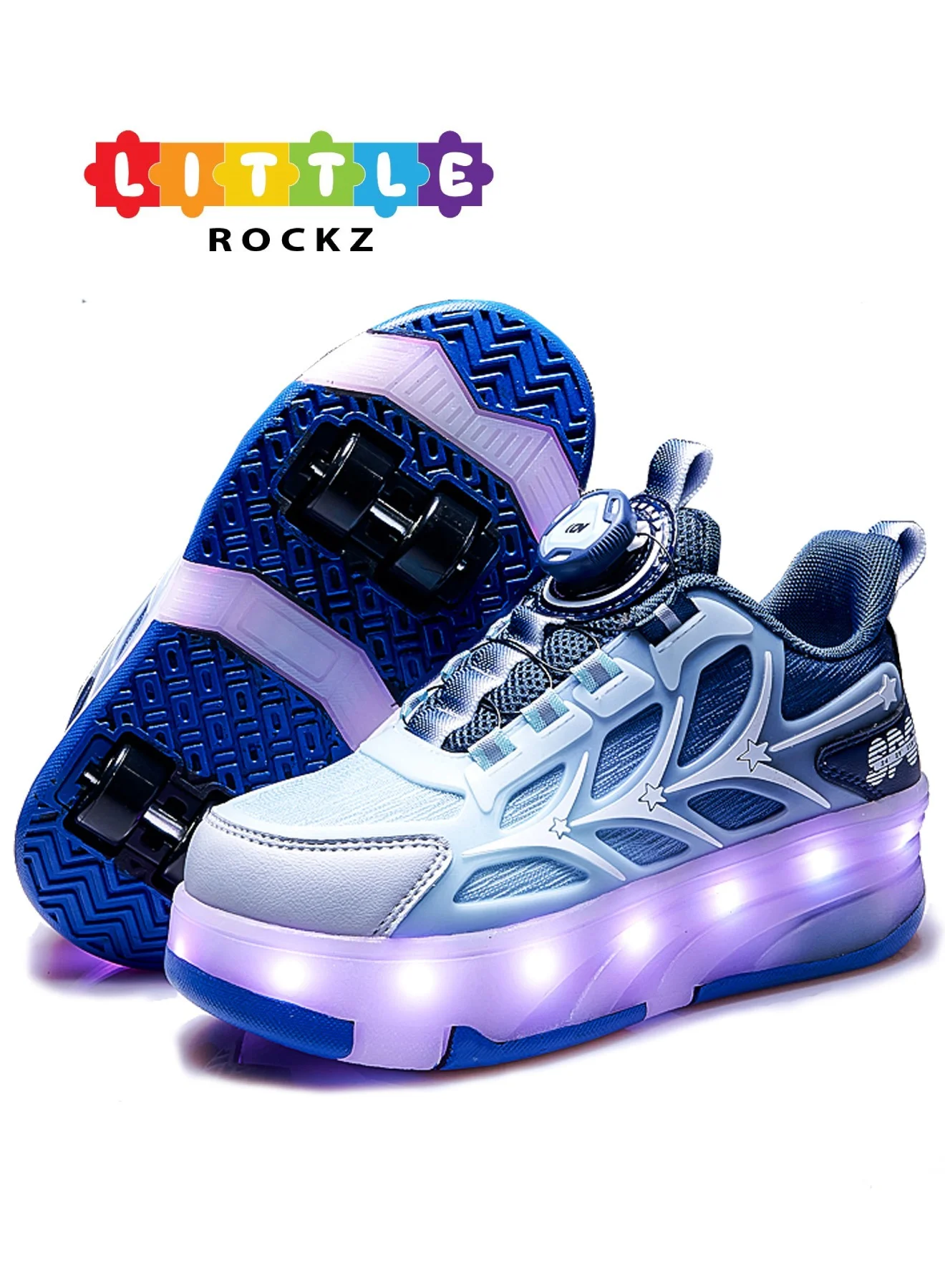 LITTLE ROCKZ Kids Roller Shoes with LED Flash Lights (Blue, 20 cm) papul
