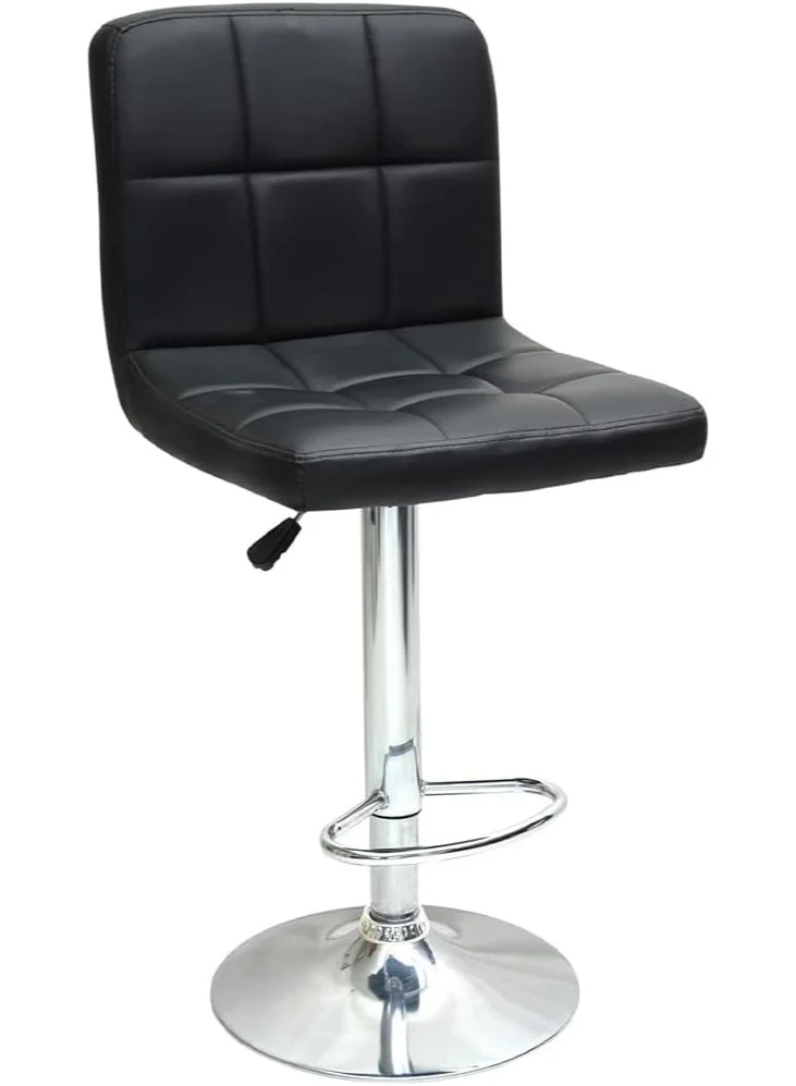 Premium Adjustable Swivel Bar Stool with Stainless Steel Base (Black, 1 Piece) 6f7q3