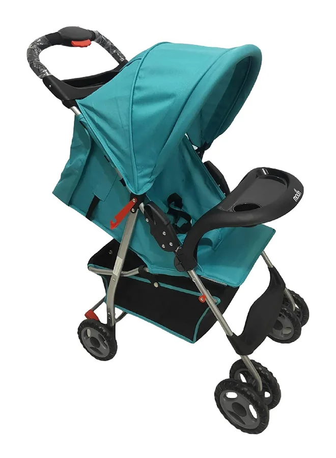 Moon Easy One-Hand Fold Stroller with Multi-Position Reclining Seat (Cyan Blue, 25 kg Capacity) 32w7u