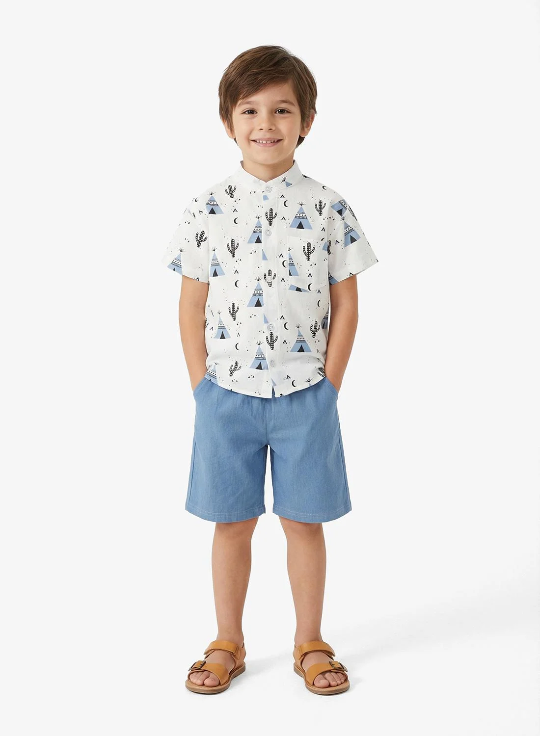 Pinata Tropical Print Cotton Shirt and Shorts Set (Premium Breathable Fabric, Summer Casual Wear for Men) lkx8v