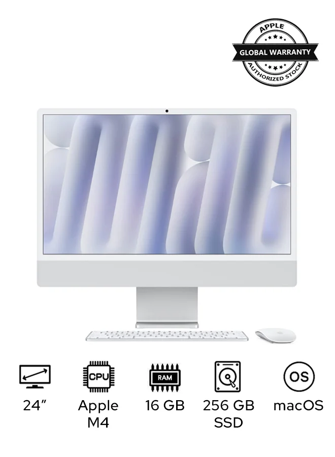 Premium All-in-One Desktop Computer 24-inch Retina 4.5K Display 8-Core CPU 16GB RAM 256GB SSD (Silver) ou3e4