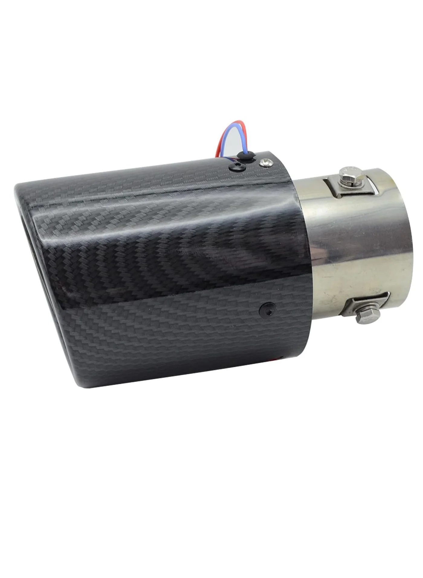 Alayjah Carbon Fiber Exhaust Tip with Red LED Light (Sporty Design, 1 Piece) mr8ru