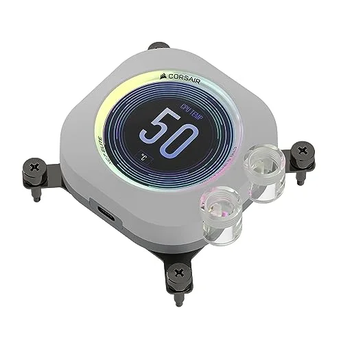 Premium CPU Liquid Cooling Water Block with IPS LCD Screen and RGB Lighting (White, Universal Compatibility) a37f3