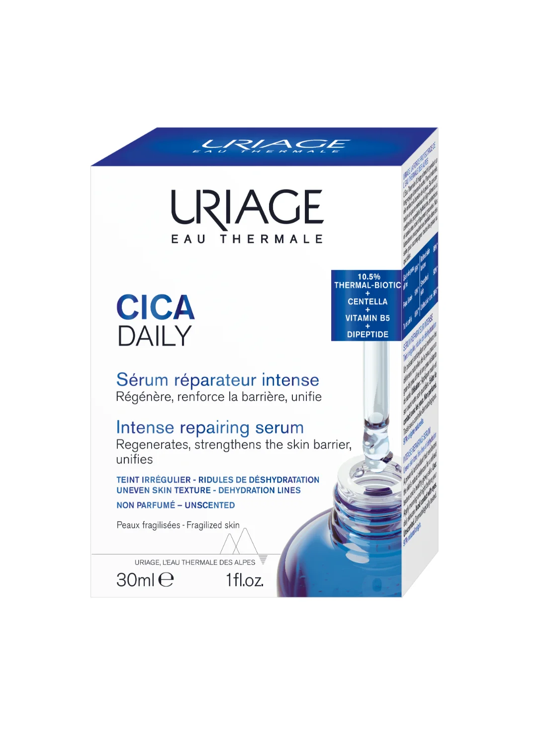 Uriage Cica Daily Intense Repairing Face Serum with 10.5 Percent Thermal-Biotic Complex for Fragile and Sensitised Skin (30 mL) bnjv5