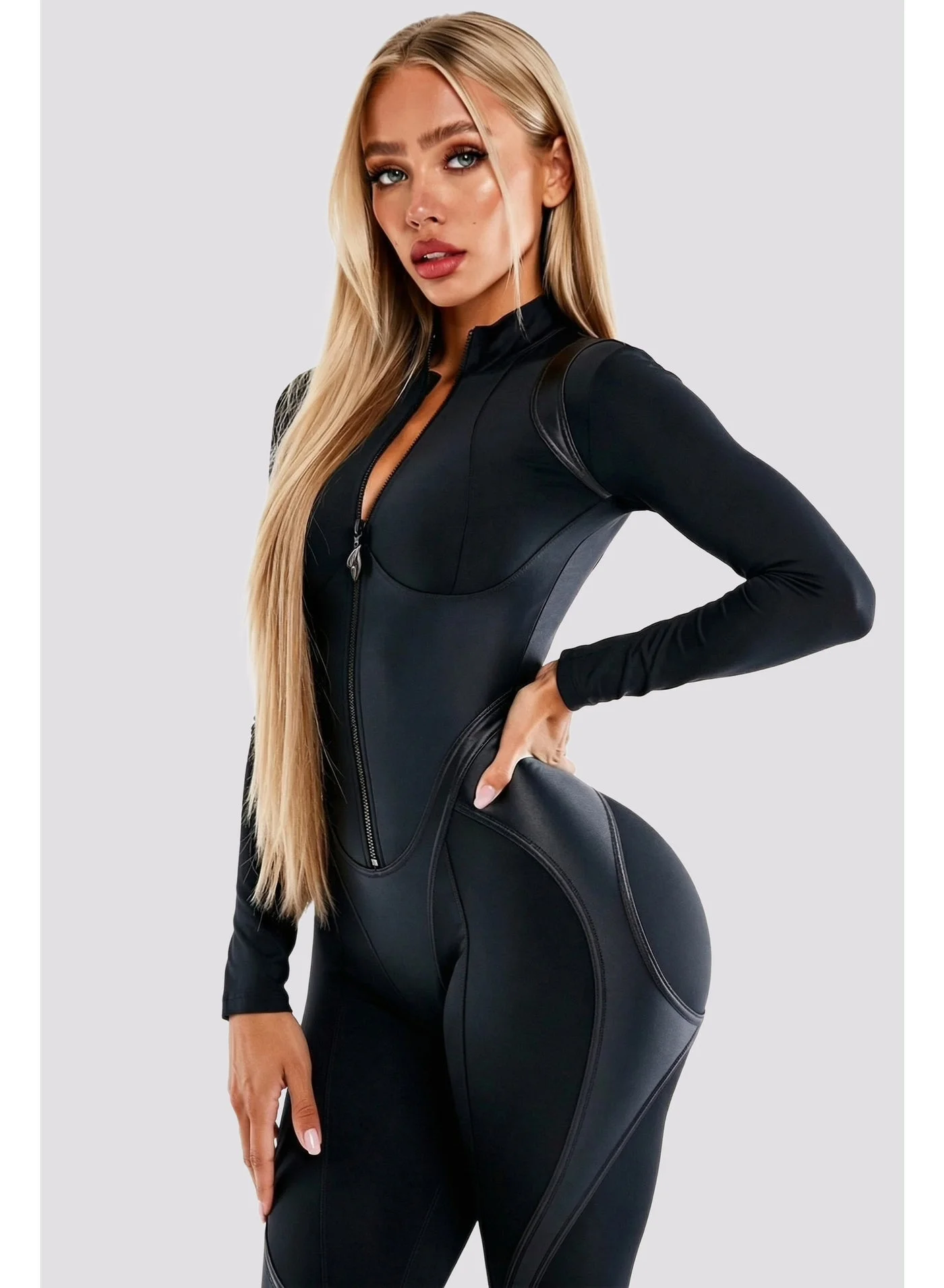 Premium Athletic One-Piece Workout Jumpsuit for Women - High-Waist Sculpting Romper for Yoga and Gym (Nylon Blend) hhj11