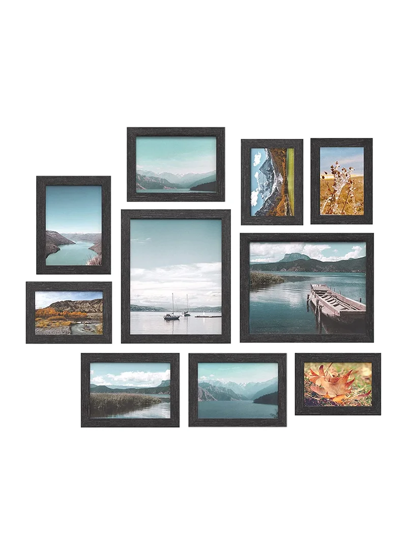 Modern Wall Mounted Photo Frame Set (Black, 10 Pack, 25x20cm) 5z8kf