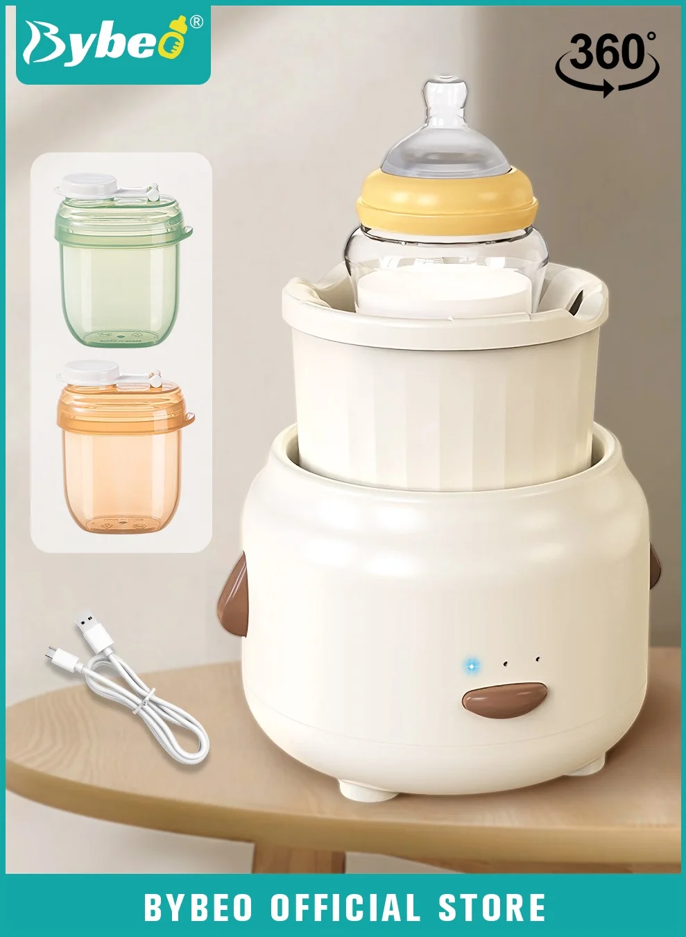 Bybeo Automatic Baby Formula Mixer and Milk Shaker with 2 Formula Dispensers (3 Modes, 360 Degree Rotation) 6urhb