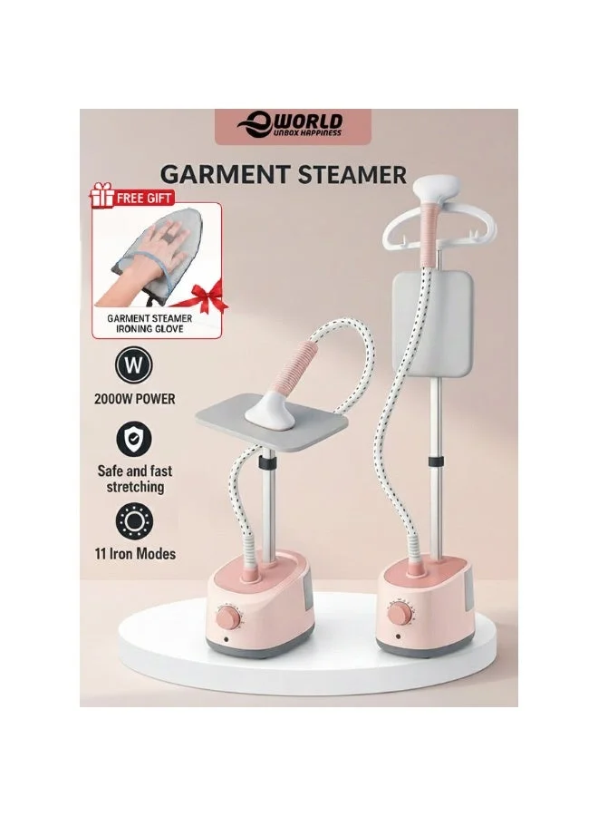 Eworld 2000W Vertical Garment Steamer with 1.7L Tank, 11 Steam Modes & Adjustable Height (1.7L) njx13