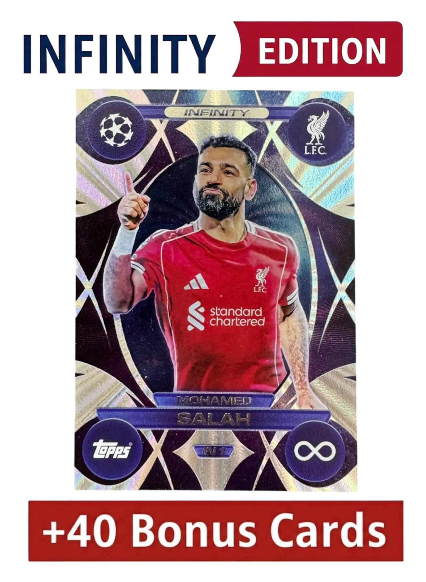 Topps Match Attax 25/26 Trading Card Set (Infinity Salah + 40 Bonus Cards) 44tk8