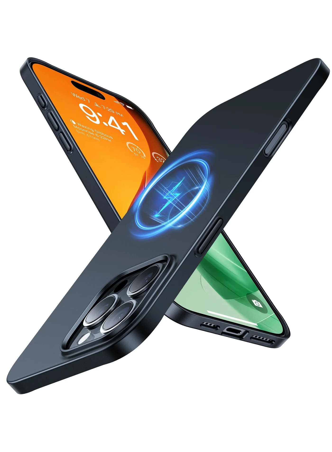 Premium Magnetic Slim Protective Phone Case for 6.9-inch Smartphone (Black, 17.5 cm) hnihr