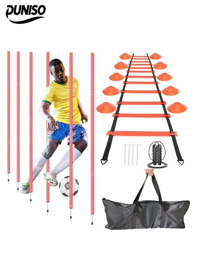 DUNISO Speed Agility Training Kit Professional Football Soccer Equipment Set with Ladder Cones and Jump Rope (Multi-Piece) vb253