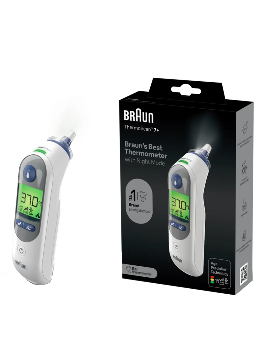 Digital Ear Thermometer with Night Mode and Age Precision Technology (1 Piece) l2fop