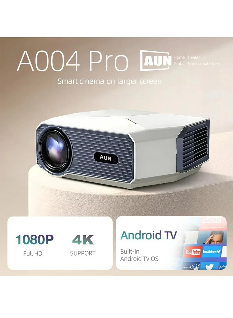 AUN Smart Android Projector 4K Support Full HD 1080P Portable Home Cinema Multimedia Beam with Electric Focus (Compact, 1 Unit) qy59h