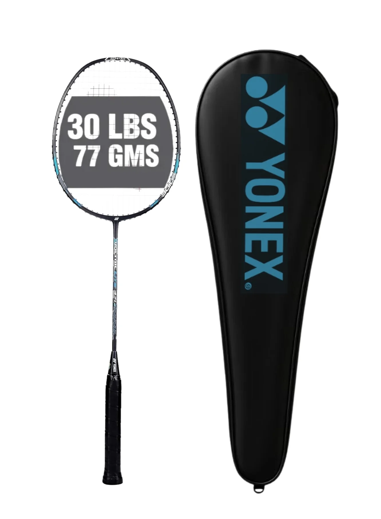 Premium Graphite Badminton Racquet Lightweight Durable Head Heavy Balance (Black, 4 3/4 inches Grip) tlrok